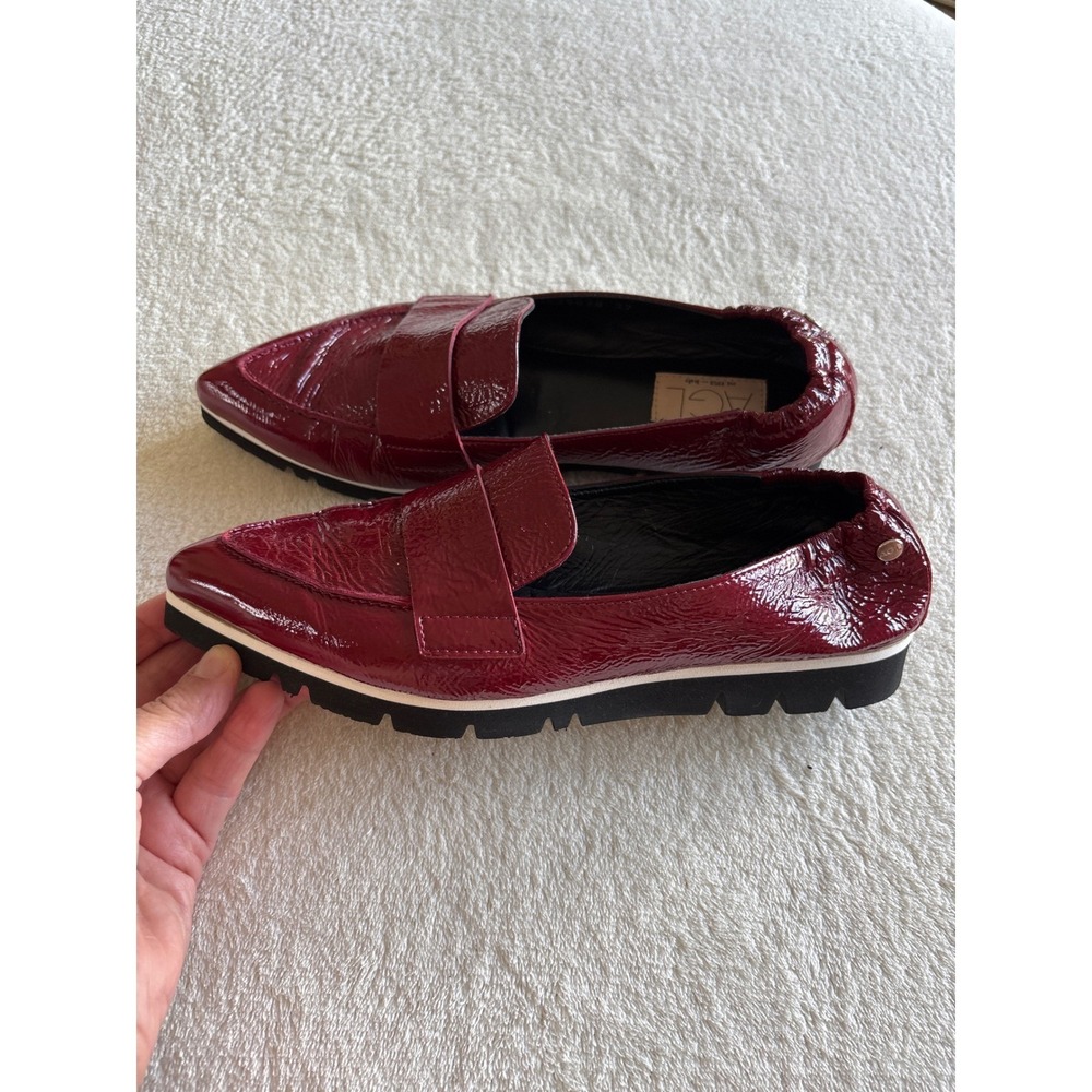 AGL Cherry Red Glammy Patent Leather Loafers SZ 6 EUR 37 NWOB slip on Italy